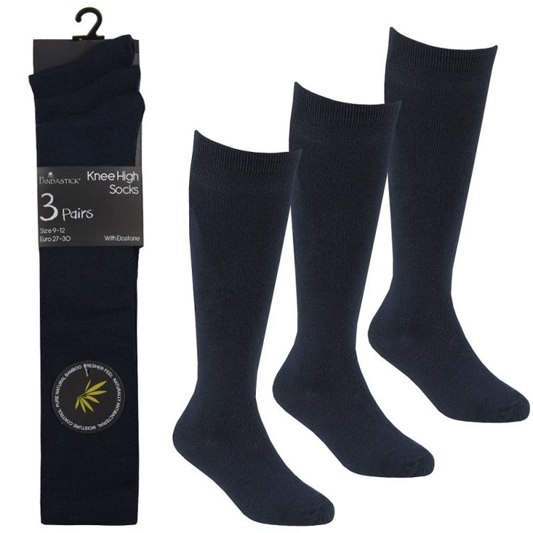 Picture of 43B697: UNISEX 3 PACK NAVY BAMBOO KNEE HIGH SOCKS